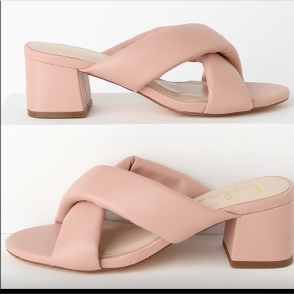 Lulus Shoes - Lulu’s blush peep toe mules NWT